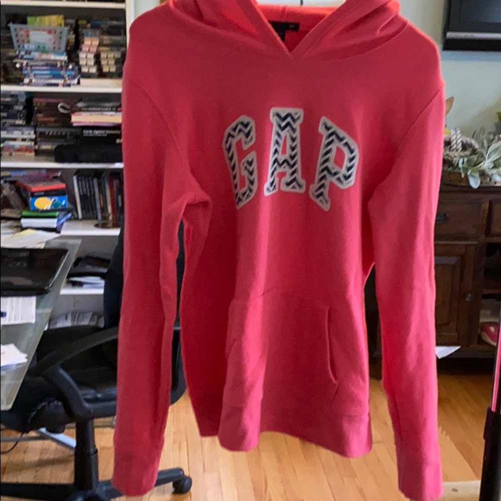 Pink GAP hoodie with chevron letters